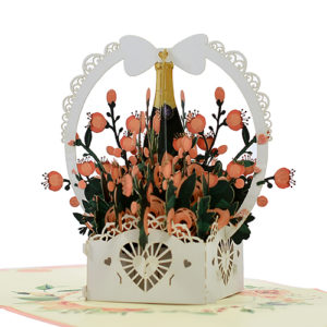 Greeting flower basket popup card