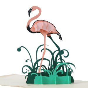 3D card flamingo