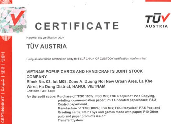 HMG Popup paper and FSC Certification