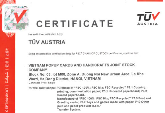 HMG Popup paper and FSC Certification